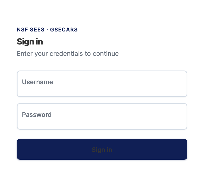 Login page